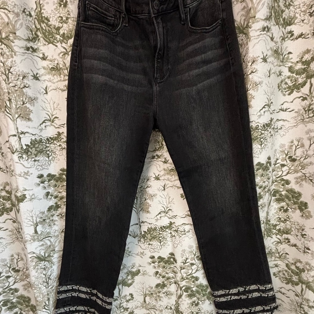 DRIFTWOOD Black Cropped Jeans with Lace Detail